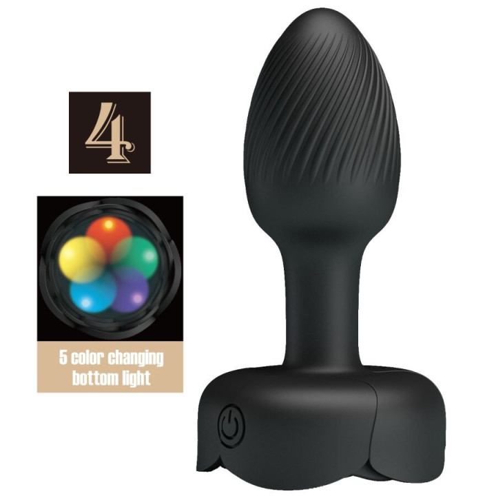 PRETTY LOVE - OLMAN PLUG ANAL COM LUZ LED PRETO 8.8 CM