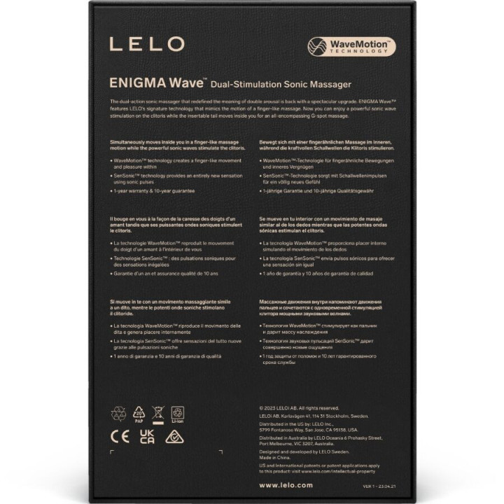 LELO - ENIGMA WAVE MASSAGEADOR DE TRIPLA VIBRAÇÃO PRETO