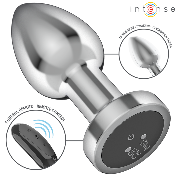 INTENSE - PLUG ANAL 10 VIBRAÇÕES METAL COM CONTROLE REMOTO M