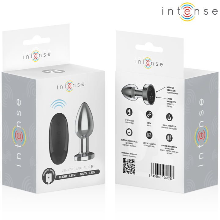 INTENSE - PLUG ANAL 10 VIBRAÇÕES METAL COM CONTROLE REMOTO M
