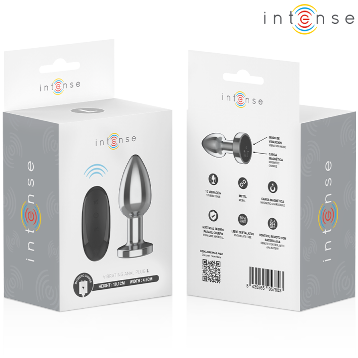 INTENSE - PLUG ANAL 10 VIBRAÇÕES METAL COM CONTROLE REMOTO L