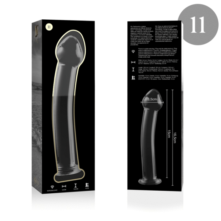 NEBULA SERIES BY IBIZA - MODELO 11 DILDO VIDRO BOROSILICADO TRANSPARENTE 16 CM -O- 3 CM