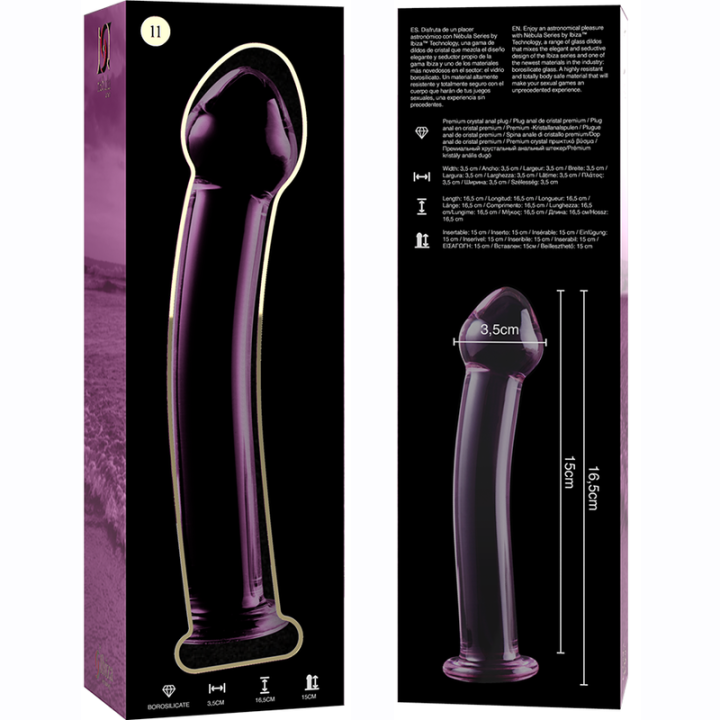 NEBULA SERIES BY IBIZA - MODELO 11 DILDO VIDRO BOROSILICADO ROSA 16 CM -O- 3 CM