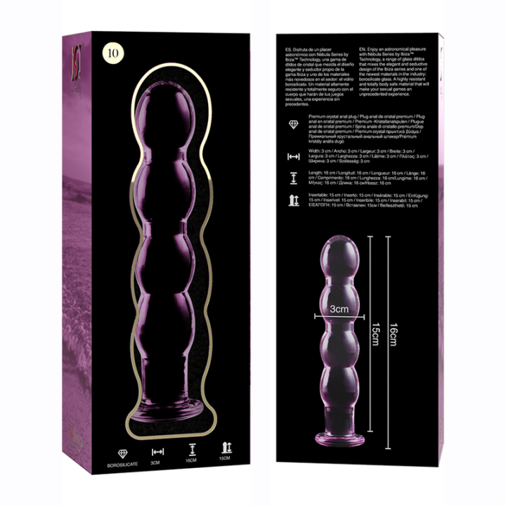 NEBULA SERIES BY IBIZA - MODELO 10 DILDO VIDRO BOROSILICADO ROSA 16.5 CM -O- 3.5 CM