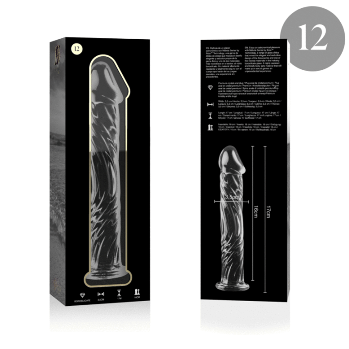 NEBULA SERIES BY IBIZA - MODELO 12 DILDO VIDRO BOROSILICADO TRANSPARENTE 17 CM -O- 3.5 CM