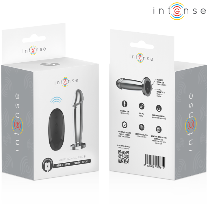 INTENSE - PLUG ANAL 10 VIBRAÇÕES DILDO DE METAL COM CONTROLE REMOTO S
