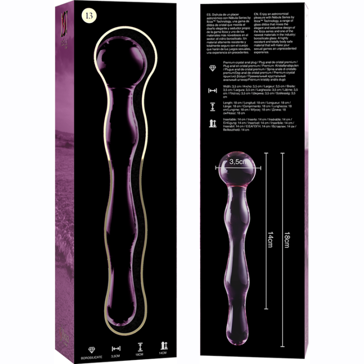 NEBULA SERIES BY IBIZA - MODELO 13 DILDO VIDRO BOROSILICADO ROSA 18 CM -O- 3.5 CM