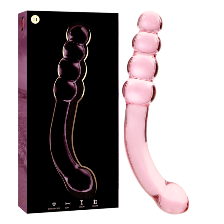 NEBULA SERIES BY IBIZA - MODELO 14 DILDO VIDRO BOROSILICADO ROSA 18.5 CM -O- 3 CM