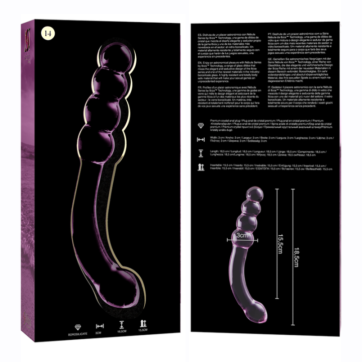 NEBULA SERIES BY IBIZA - MODELO 14 DILDO VIDRO BOROSILICADO ROSA 18.5 CM -O- 3 CM