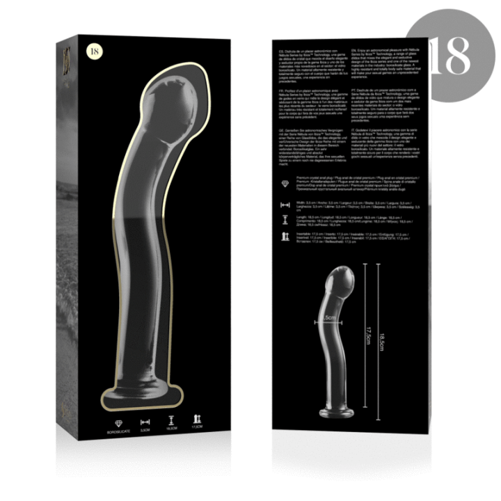 SÉRIE NEBULA BY IBIZA - MODELO 18 DILDO VIDRO BOROSILICADO TRANSPARENTE 18.5 CM -O- 3.5 CM