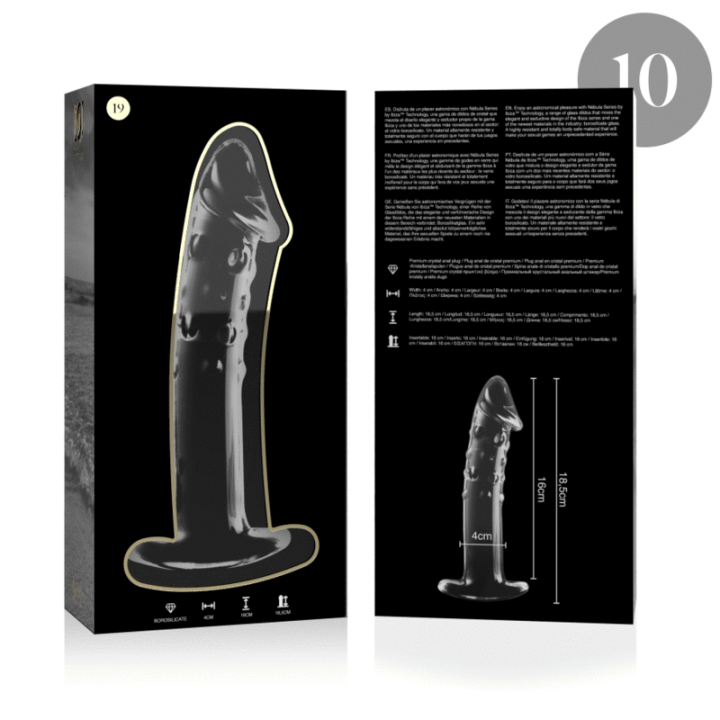 NEBULA SERIES BY IBIZA - MODELO 19 DILDO VIDRO BOROSILICADO TRANSPARENTE 18.5 CM -O- 4 CM