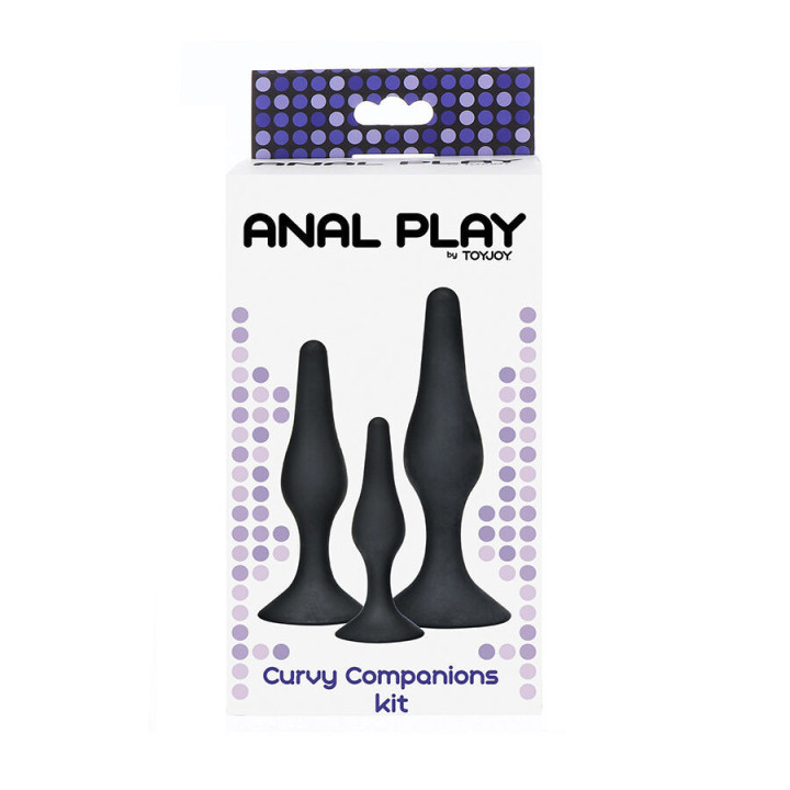 TOYJOY - ANAL PLAY CURVY COMPANIONS PLUG ANAL 3 PEÇAS PRETO