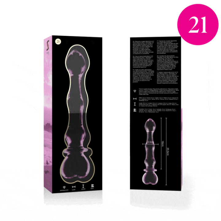 NEBULA SERIES BY IBIZA - MODELO 21 DILDO VIDRO BOROSILICADO ROSA 20.5 CM -O- 3.5 CM