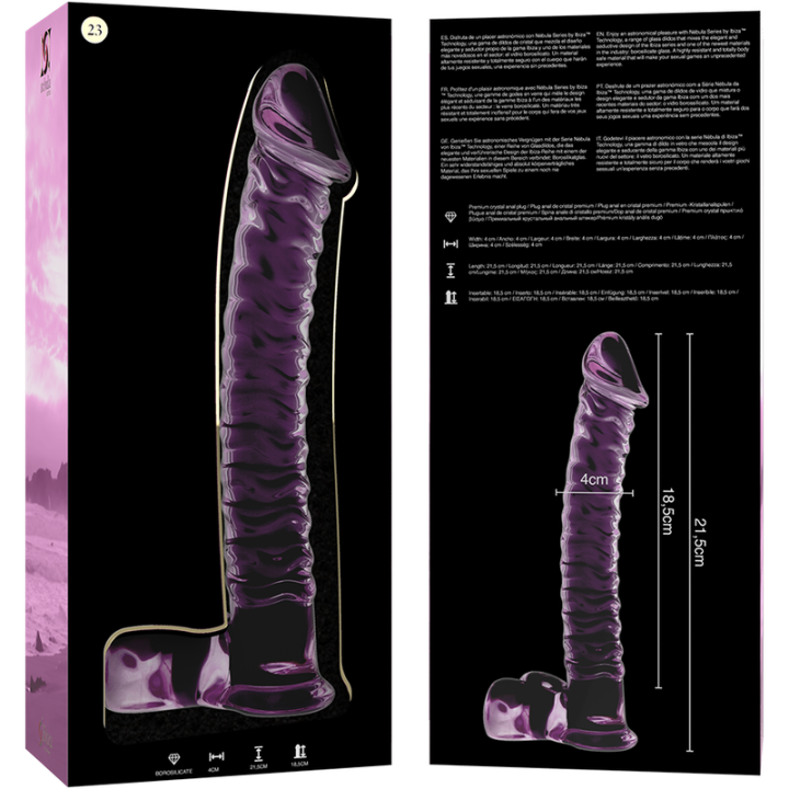 NEBULA SERIES BY IBIZA - MODELO 23 DILDO VIDRO BOROSILICADO ROSA 21.5 CM -O- 4 CM