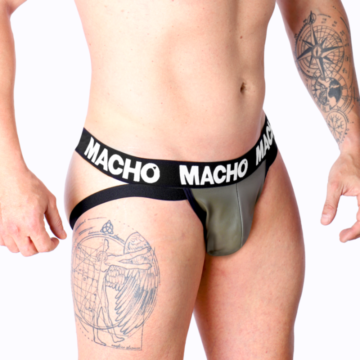 MACHO - MX27GR JOCK COURO CINZA BEGE L
