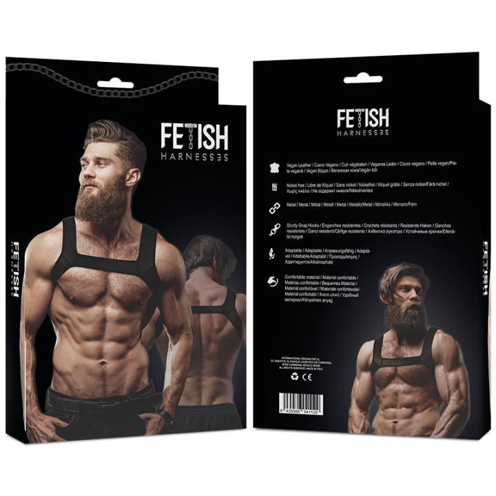 FETISH SUBMISSIVE ATTITUDE - ARNÊS DE PEITO DE NEOPRENE PARA HOMENS TAMANHO L