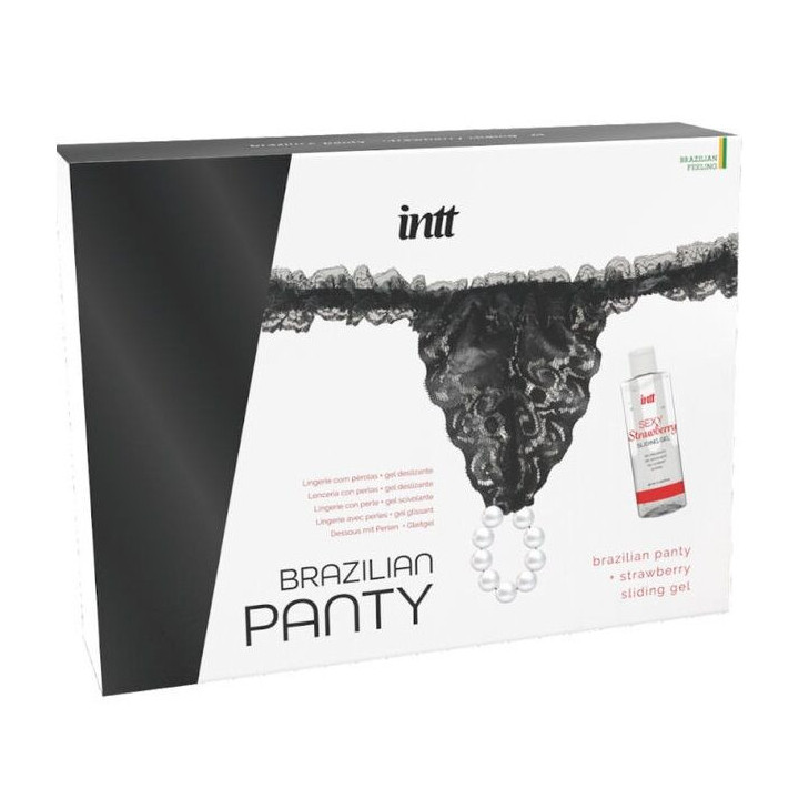 INTT RELEASES - CALÇA PRETA BRASILEIRA COM PÉROLAS E GEL LUBRIFICANTE 50 ML
