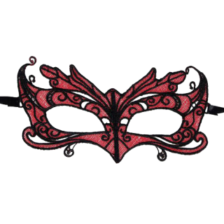 QUEEN LINGERIE - MSCARA DE RENDA COM DETALHES VERMELHOS