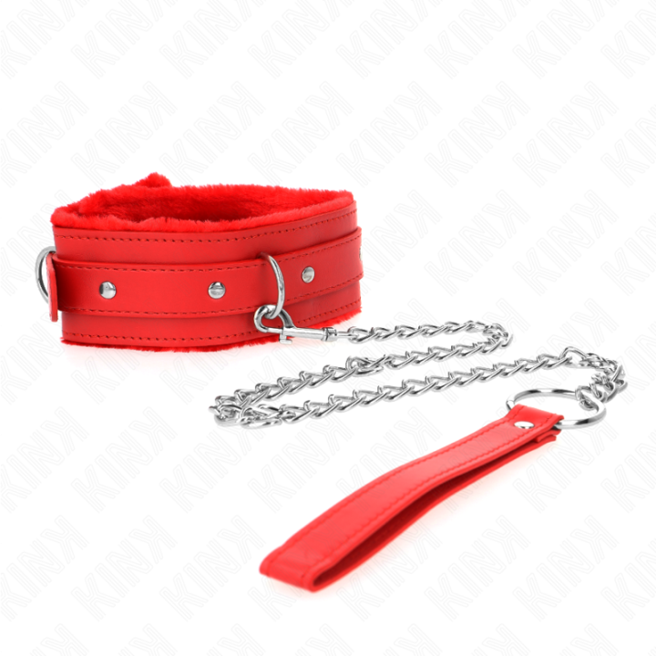 KINK - COLAR COM TRELA 65 CM COM RESTRIÇÕES VERMELHO 36-42 CM X 5.5 CM