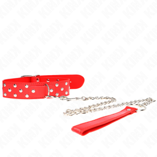 KINK - COLAR DE ALÇA DE REBITE DE ANEL COM CINTO 65 CM VERMELHO AJUSTÁVEL 36-50 CM X 3.8 CM