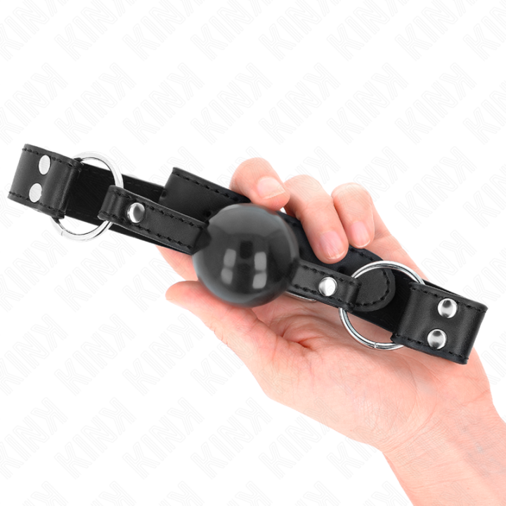KINK - BOLA MACIA E SÓLIDA MORDAÇA DE 4 CM COM ALÇA DE COURO 62 x 2.5 CM AJUSTÁVEL 42-58 CM