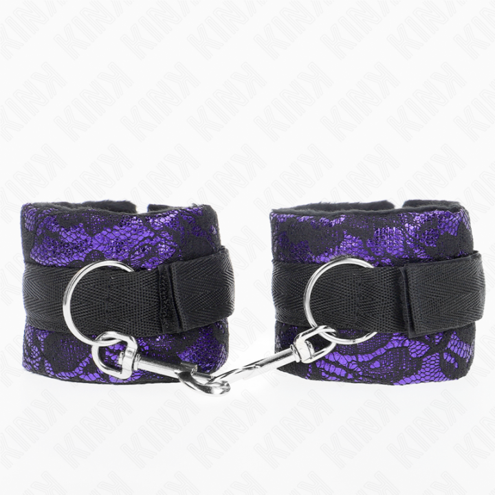 KINK - PUNHOS DE RENDA DE VELUDO CURTO E BIND DE NYLON ROXO / PRETO 23 X 6.5 CM