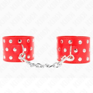 KINK - RETENÇÕES DE PULSO COM SNAP FASTEN COMPLETO DE REBITES VERMELHO AJUSTÁVEL 19-24 CM X 5.5 CM