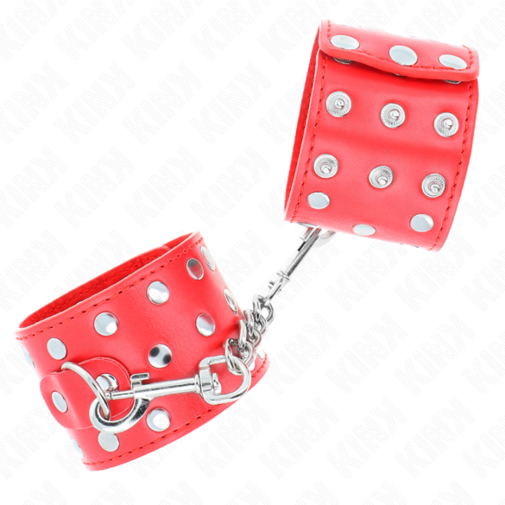 KINK - RETENÇÕES DE PULSO COM SNAP FASTEN COMPLETO DE REBITES VERMELHO AJUSTÁVEL 19-24 CM X 5.5 CM