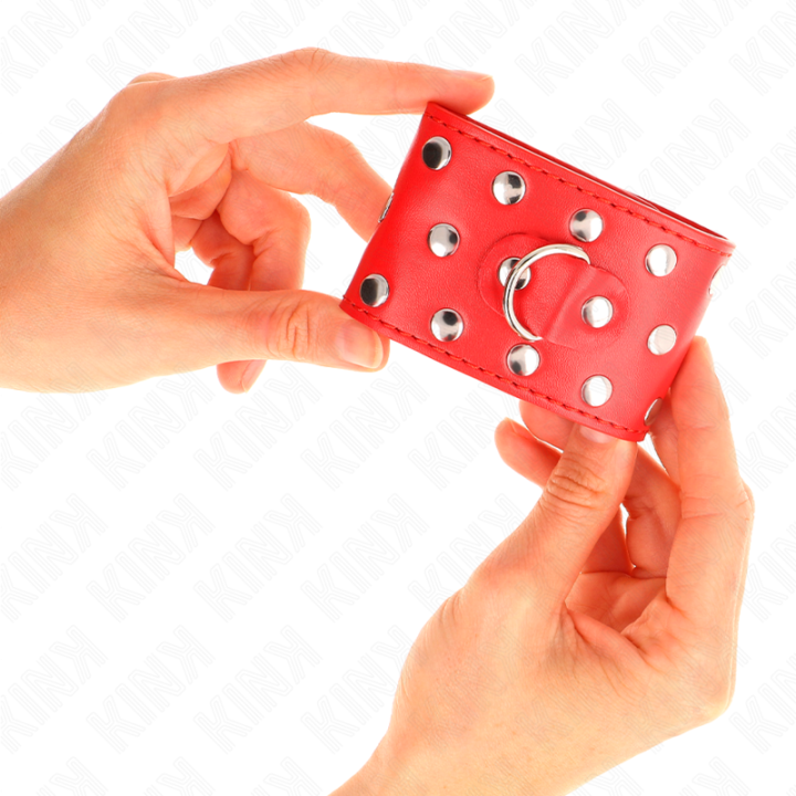 KINK - RETENÇÕES DE PULSO COM SNAP FASTEN COMPLETO DE REBITES VERMELHO AJUSTÁVEL 19-24 CM X 5.5 CM