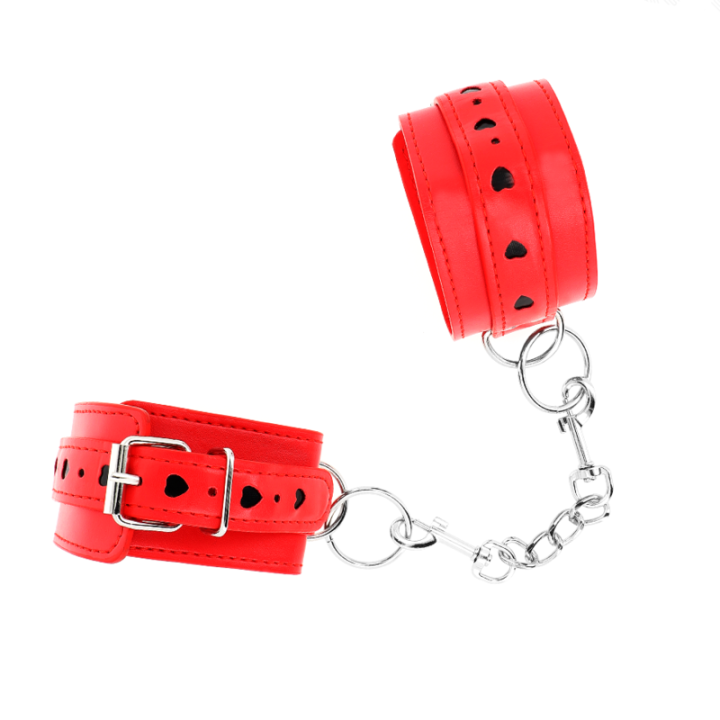 KINK - PULSO VERMELHO COM INSERÇÃO DE CORAÇÃO PRETO AJUSTÁVEL 21-28 CM X 5.5 CM