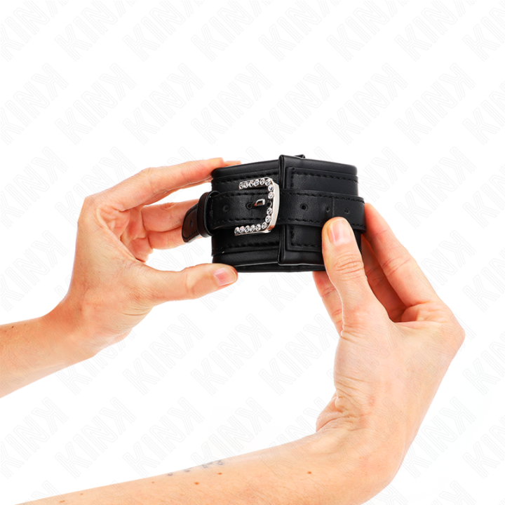 KINK - RETENÇÕES DE PULSO COM FIVELA DE RHINESTONE PRETO AJUSTÁVEIS 25-32 CM X 5.5 CM