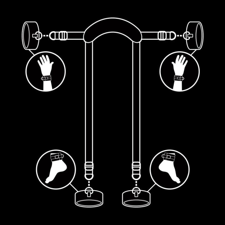 FETISH SUBMISSIVE - POSIÇÃO MESTRE COM 4 ALGEMAS REVESTIDAS COM NOPRENE