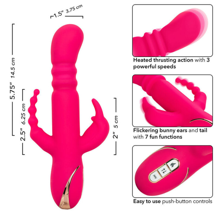 CALEXOTICS - JACK FANTASY VIBRADOR TRIPLO AQUECIDO COELHO ROSA