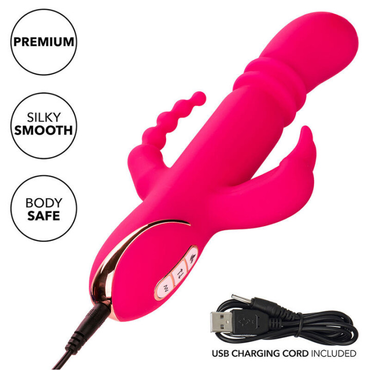CALEXOTICS - JACK FANTASY VIBRADOR TRIPLO AQUECIDO COELHO ROSA