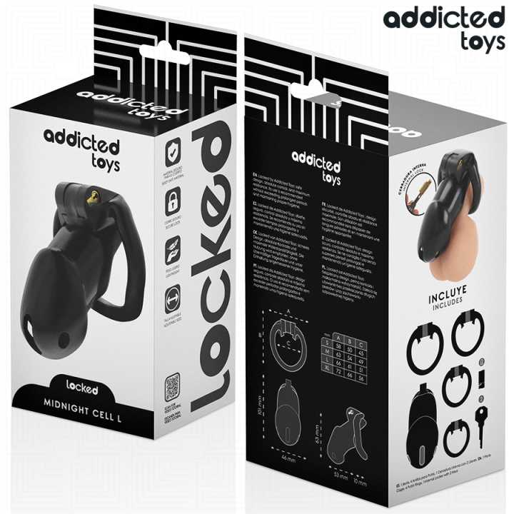 ADDICTED TOYS LOCKED - GAIOLA DE PÊNIS CELL MINDNIGHT TAMANHO L