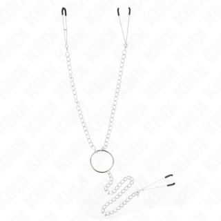 KINK - PINÇAS TRIPLAS PARA BICOS E CLITÓRIS COM CORRENTE MODELO 1