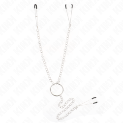 KINK - PINÇAS TRIPLAS PARA BICOS E CLITÓRIS COM CORRENTE MODELO 1