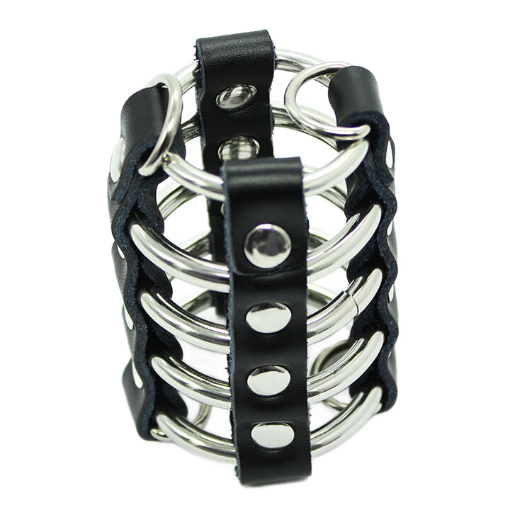 OHMAMA FETISH - GAIOLA PARA PÊNIS COM ANÉIS DE METAL E ALAS DE COURO