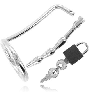 METAL HARD - ANEL DE TESTÍCULO COM PLUG DE CASTIDADE URETRAL