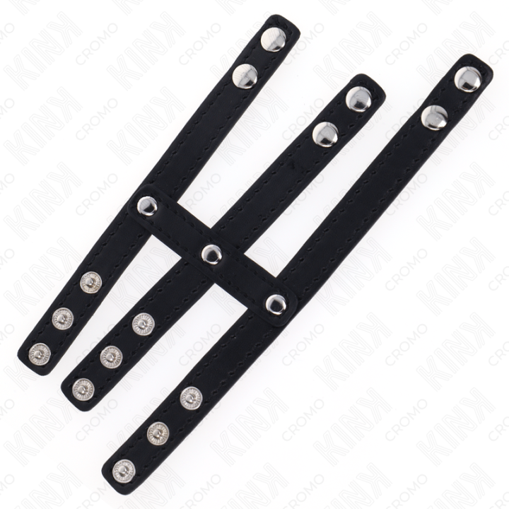 KINK - ANEL DE COURO TRIPLO PARA PÊNIS COM FECHO DE PRESSÃO