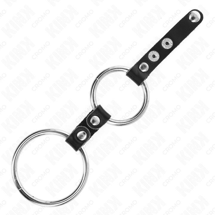 KINK - ANEL DUPLO PARA PÊNIS DE 3.8 CM A 5 CM CONECTADO POR COURO