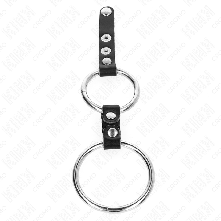 KINK - ANEL DUPLO PARA PÊNIS DE 3.8 CM A 5 CM CONECTADO POR COURO