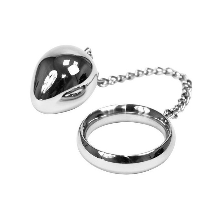 METAL HARD - ANEL DE GALO 40MM + CORRENTE COM BOLA DE METAL