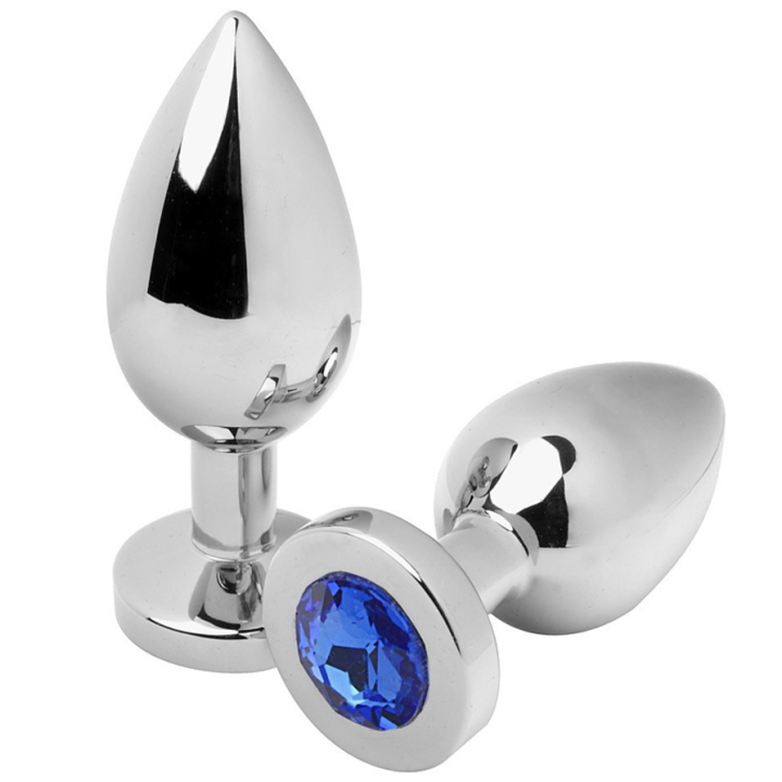 METAL HARD - PLUG ANAL DIAMANTE AZUL PEQUENO 5.71CM