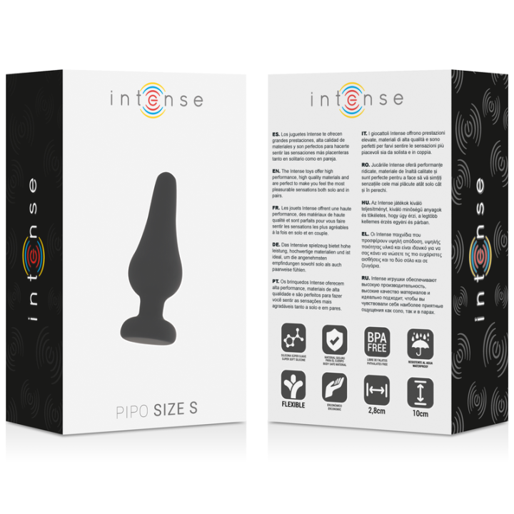 INTENSE - PLUG ANAL PIPO S SILICONE PRETO 9.8 CM