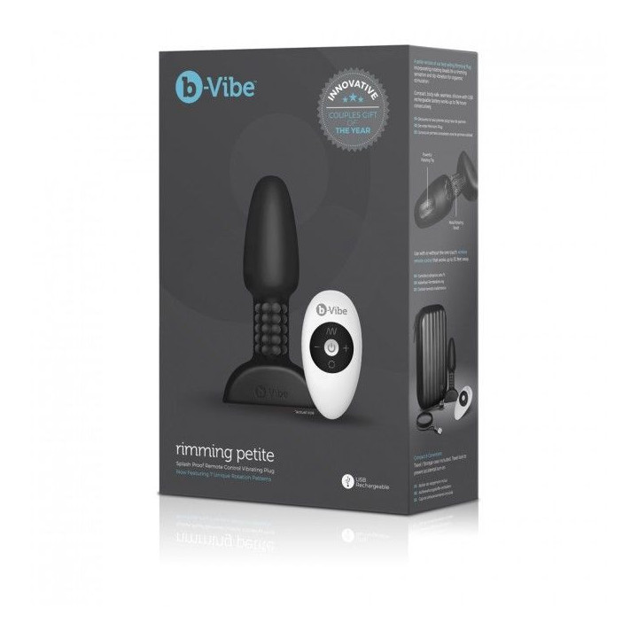 B-VIBE - PLUG ANAL DE CONTROLE REMOTO RIMMING PETITE PRETO