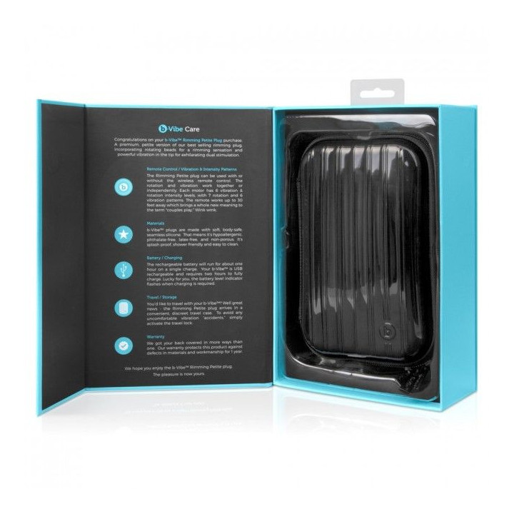 B-VIBE - PLUG ANAL DE CONTROLE REMOTO RIMMING PETITE PRETO