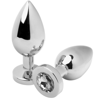 METAL HARD - PLUG ANAL DIAMANTE MÉDIO TRANSPARENTE 7.62CM