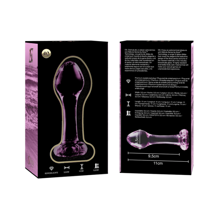 NEBULA SERIES BY IBIZA - MODELO 2 PLUG ANAL VIDRO BOROSILICADO ROSA 11 CM -O- 3.5 CM