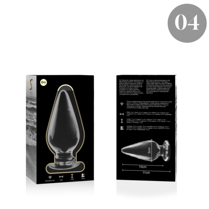 NEBULA SERIES BY IBIZA - MODELO 4 ANAL PLUG VIDRO BOROSILICADO TRANSPARENTE 11 CM -O- 5 CM